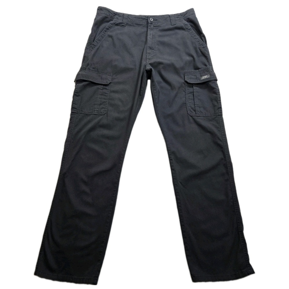 Wrangler Cargo Work Pants Mens 36x33 Black High Rise Straight Leg Relaxed Fit